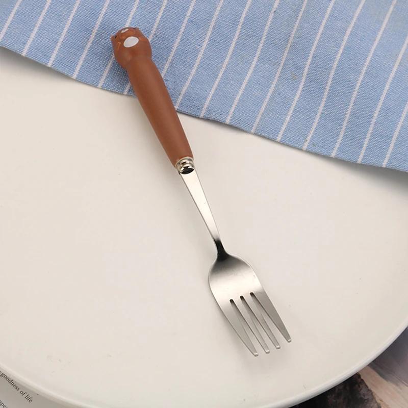 Ins Cartoon Bear Dragon Spoon Fork Chopsticks Cutlery Set for Children Kids School Cute Portable Stainless Steel Tableware