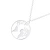 Women Hollow Map Pattern Necklace Lady Girl Round Neck Pendant Plating Copper Jewelry