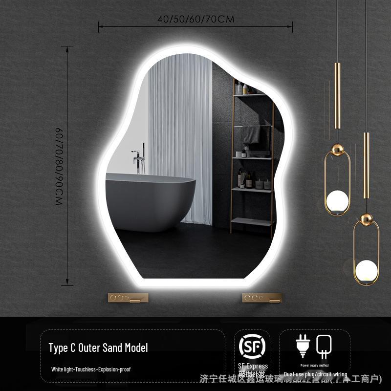 Irregular Shape LED Vanity Mirror: Wall-Mounted, Luminous, Smart Cloud Bedroom Makeup Mirror with Lights