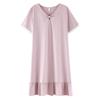 Modal pajamas women's one-piece pajamas with chest pads, short-sleeved dresses, cotton and silk ruffle leaf edge loungewear summer