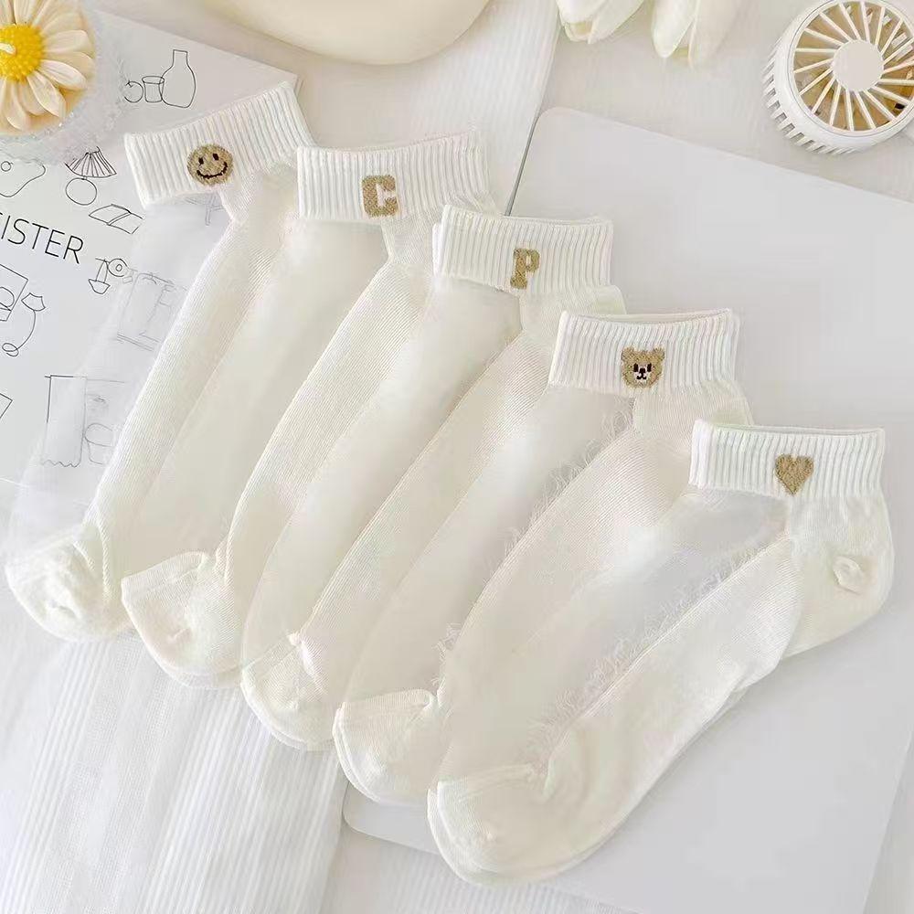 

5/10 Pairs of Women s Socks Spring and Summer Thin Cute Boat Socks Low Top Shallow Mouth Socks One Size(5 pairs) білий
