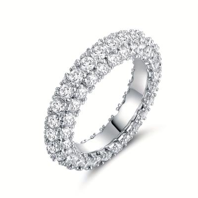 Three-Sided Zircon Ring Full Diamond Hip Hop Diamond Ring