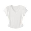 Women's Slim-fit V-Neck Short Sleeve T-shirt - Summer Style Waist-Cinching, High-End Niche Fashion