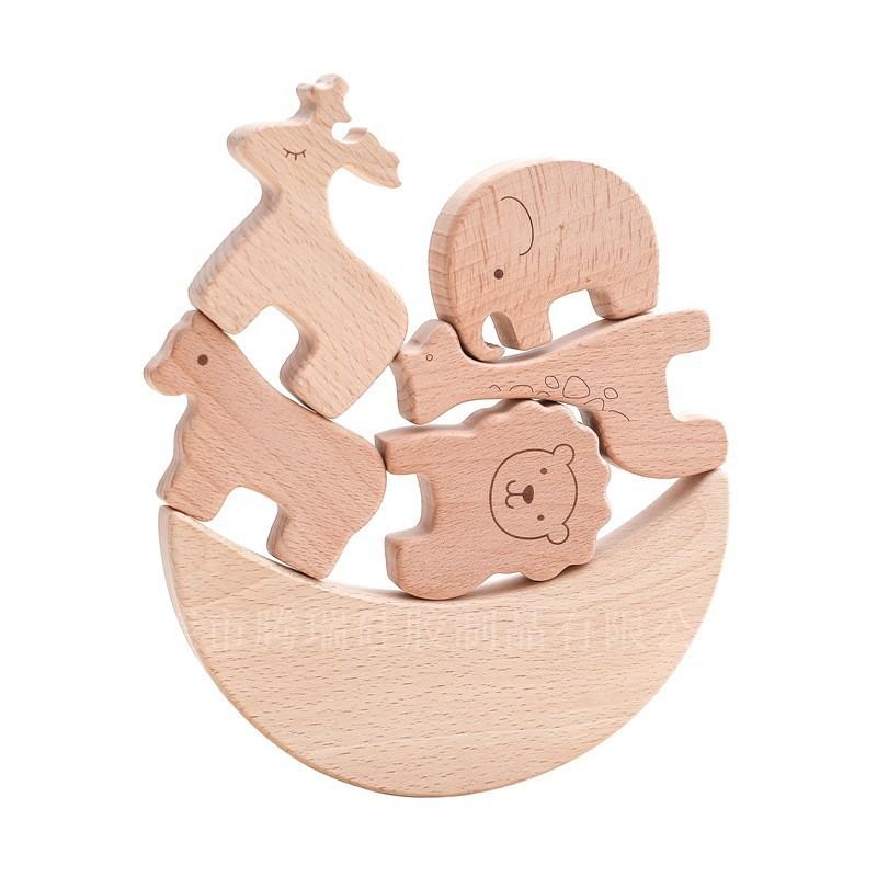 Nordic Style Wooden Star And Moon Stacking Music, Baby Educational Early Education Toys Children'S Building Block Stacking Music Stacking Toys