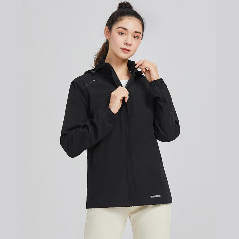 Single Layer Hooded Jacket Women's Large Size Hiking and Hiking Clothing Outdoor Casual Sports Windbreaker Jacket