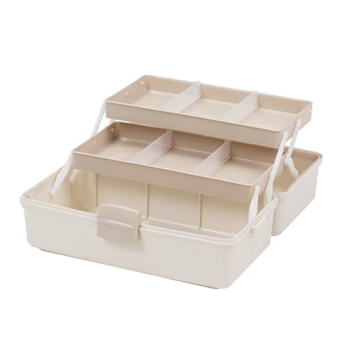 JEJ Astage Milky Toolbox with 2 Shelves, Storage Box for Shelf Fleur 350, Nail Kits, Handmade Tools, and Makeup Tools