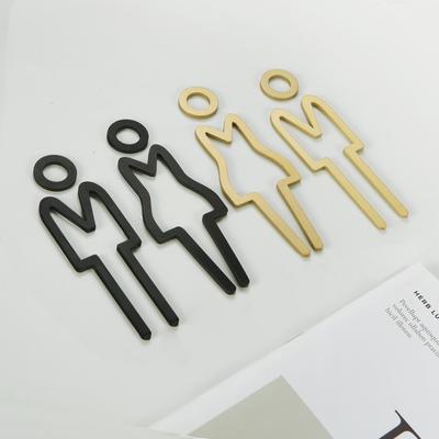 3D Metall WC Schildplatte Schwarz Gold Waschraum Tür Wandaufkleber WC Halter Beschilderungstafel Heim Badezimmer Dekor