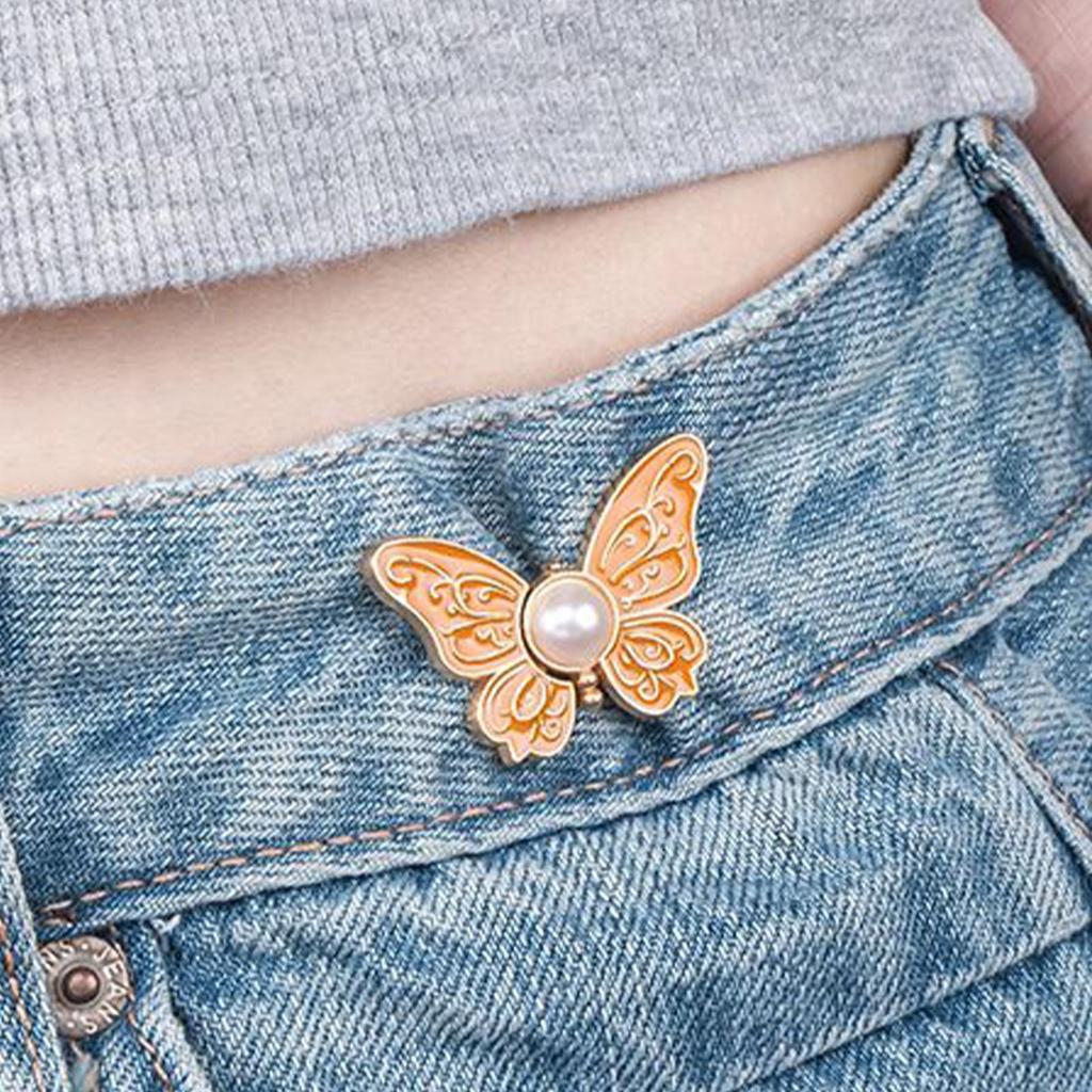 Pants Waist Tightener for Women Butterfly-Shaped Jean Button Waist Tightener 8 Pieces No Sewing Reusable Alloy Clips