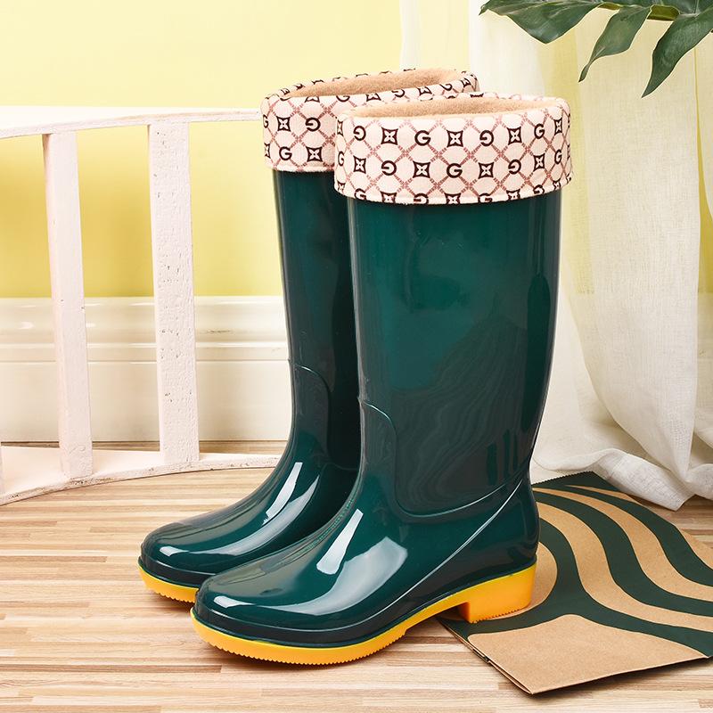 Tall tube non-slip waterproof shoes jelly rain shoes rain boots water boots thermal cover shoes women's adult fashion long tube