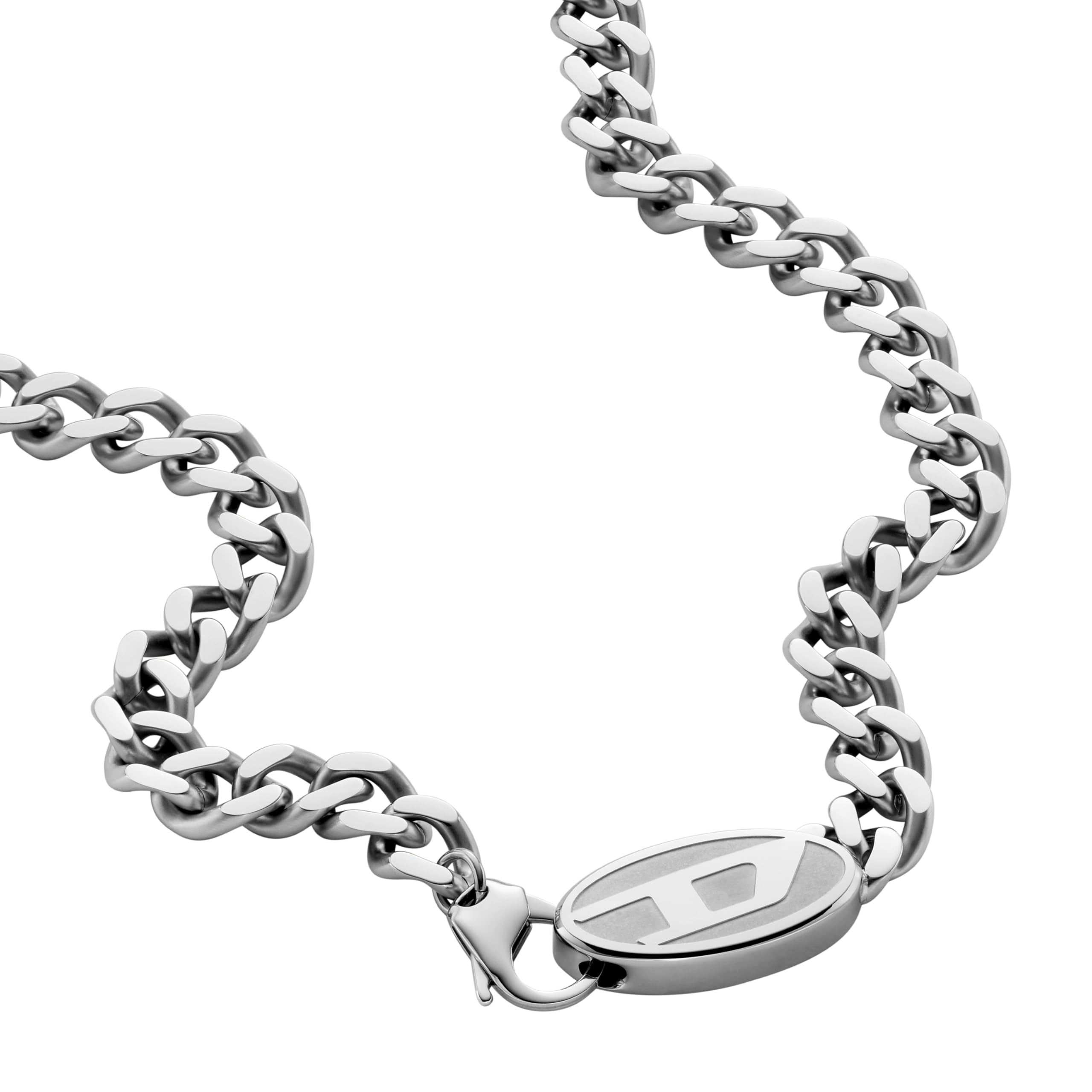 

Diesel Silver Stainless Steel Logo Chain Necklace Stainless No Jewels Men s (ModelDX1509040), Length 500mm, Width 30mm, Height 11mm, Steel,