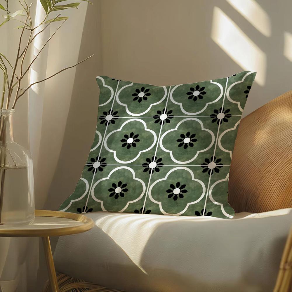 French retro print Pillow Case Silky elegant Comfort Sofa Bed Invisible zipper