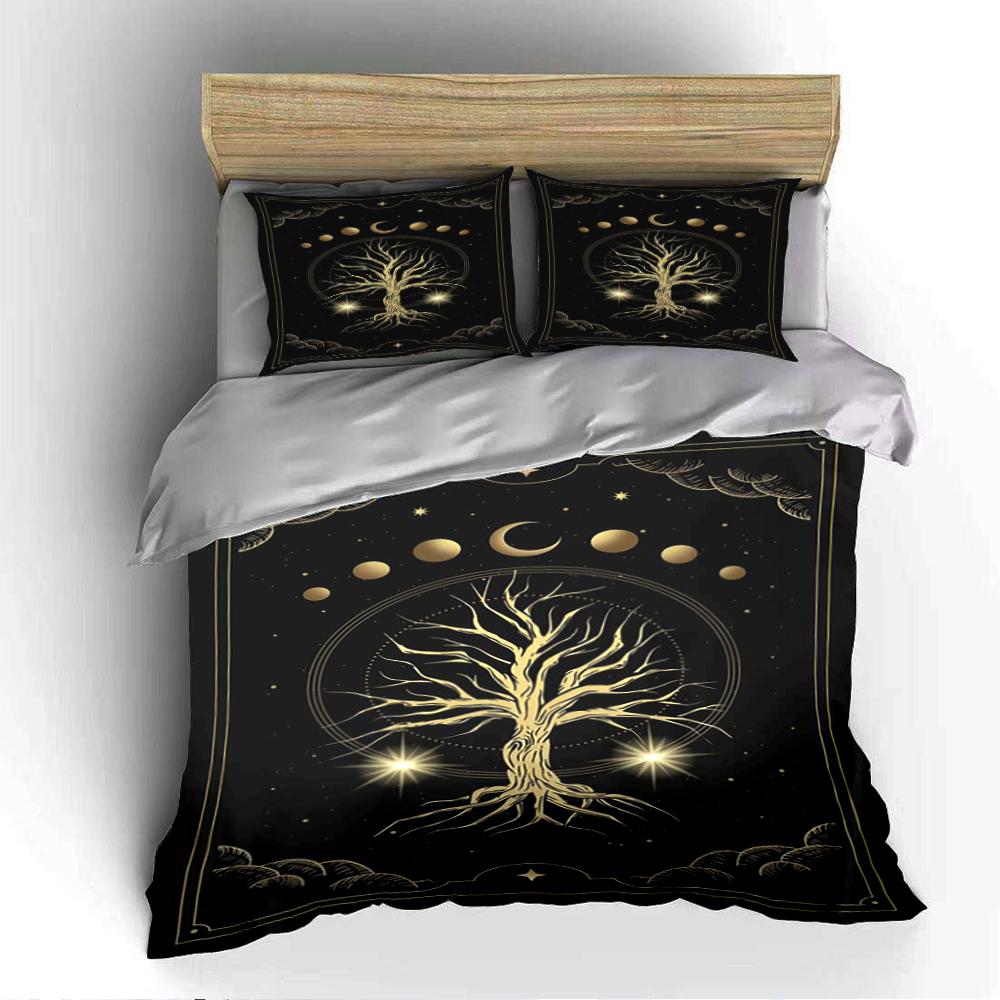 Set Copripiumino Albero Dorato e Fasi Lunari Set Copripiumino (1 copripiumino, 2 federe, piumino non incluso)