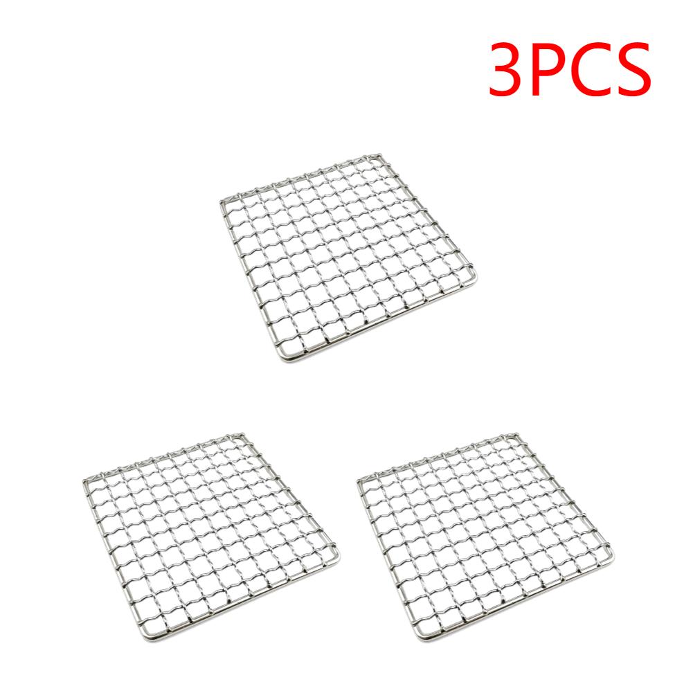 1-5PCCamping Grill Grate Stainless Steel Mesh Grill Bushcraft Grill Camping Rack for Fire Cooking BBQ Backpacking Campfire Rated