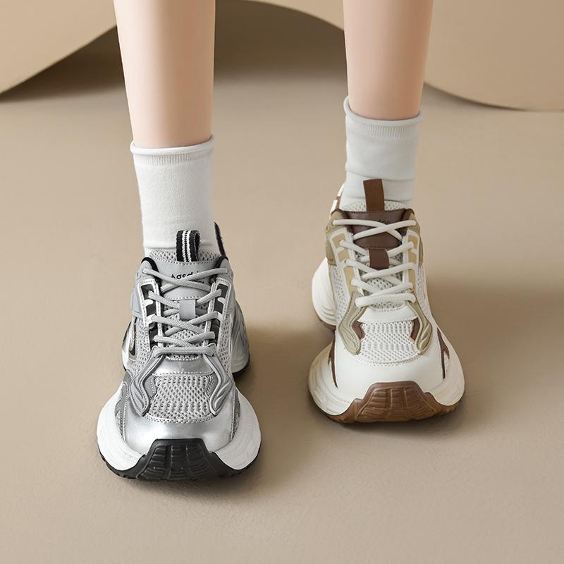 Augustine silver dad shoes women's 2025 new summer thick-soled small and light casual sports shoes ins