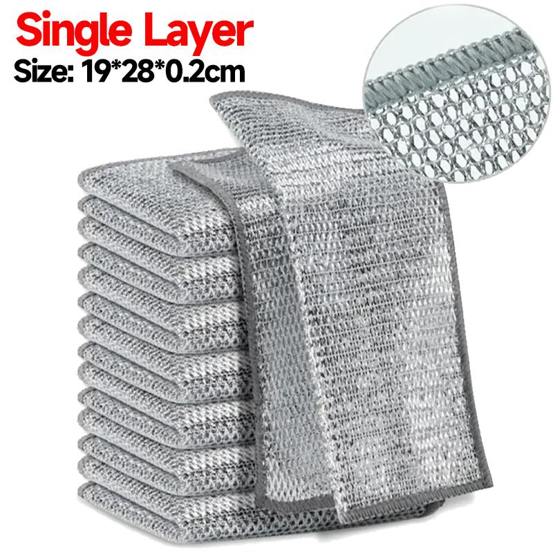1/20PCS Thickened Steel Wire Cleaning Cloth Double-layer Magic Dishcloth Kitchen Pot Dish Washing Towel Multipurpose Clean Rags