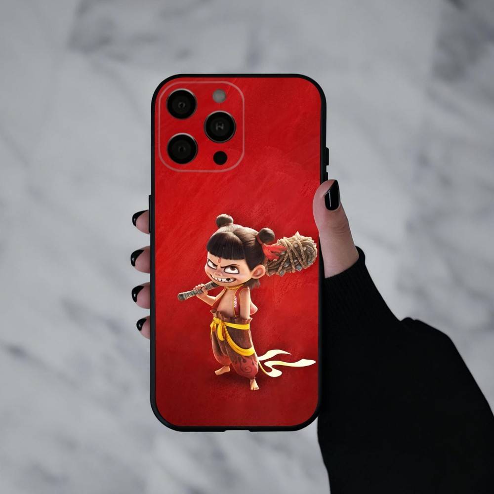 Amusing Film Ne Zha Phone Case For iPhone 17pro,16,15,14,13,12,11 Plus,Pro Max,XS,Soft Silicone Black Cover