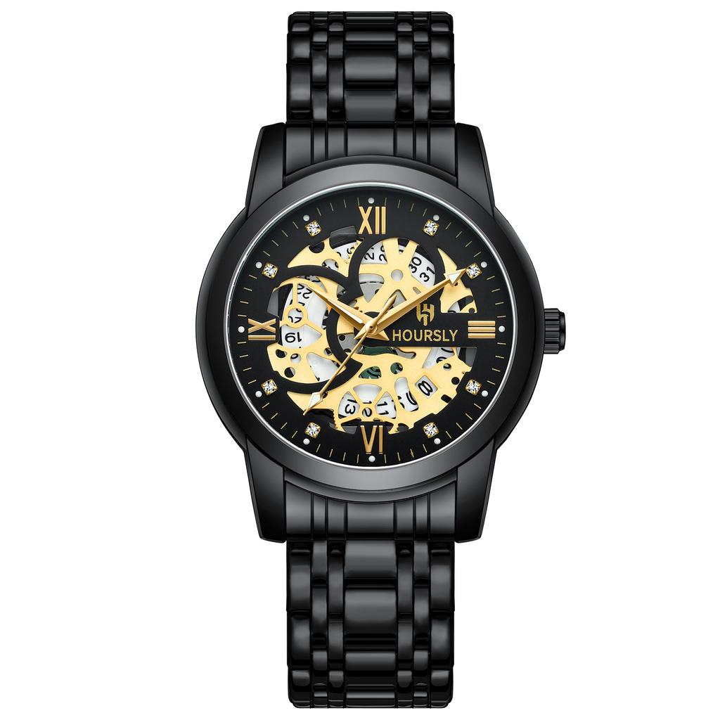 New Business Leisure Men's Quartz Watch Fashionable and Trendy Lifestyle Waterproof Night Light Diamond Inlaid Quartz Watch