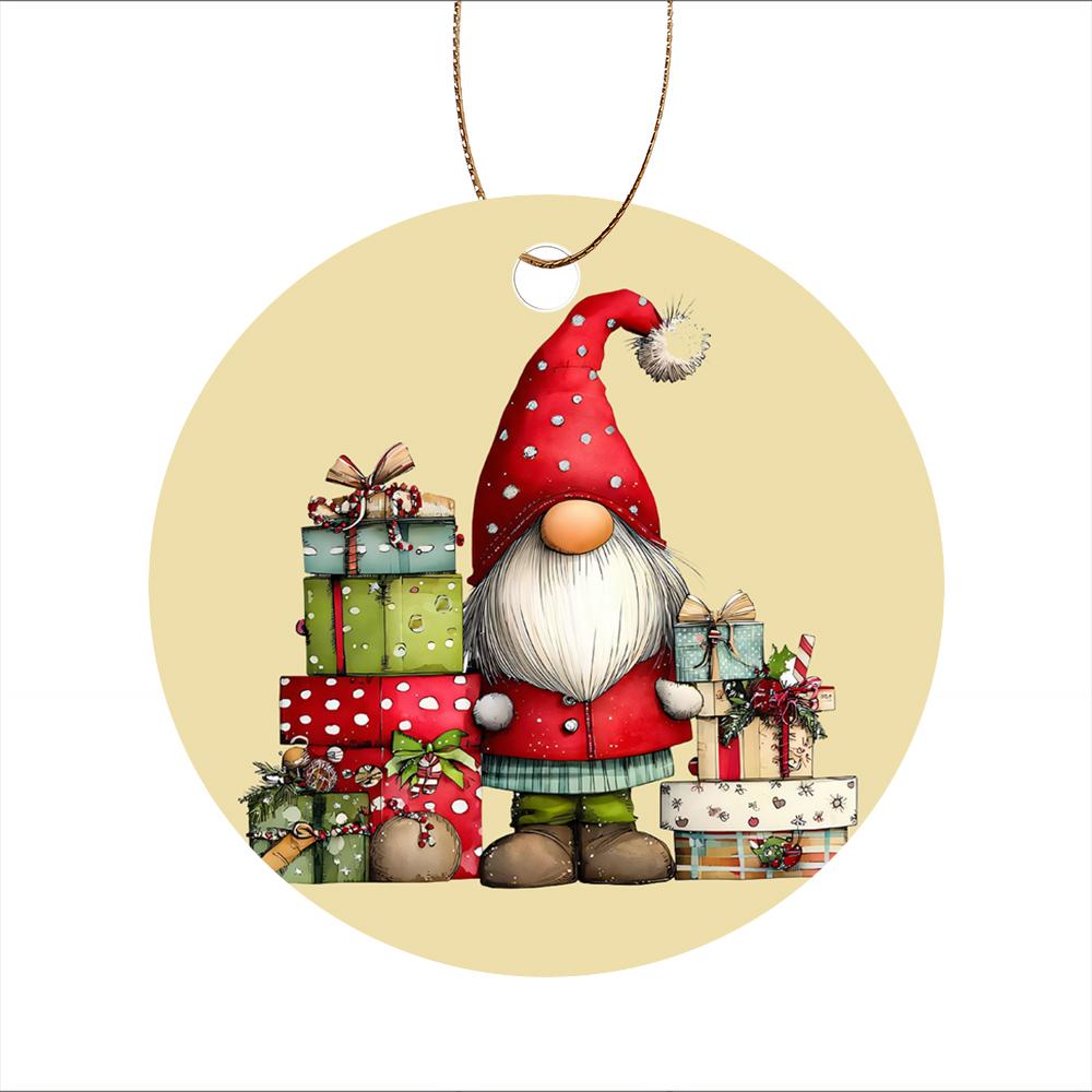 Cute Gnome with Christmas Gift Boxes Acrylic Christmas Tree Ornament Holiday Hanging Decor Festive Xmas Tree Ornament New Year Party Decoration