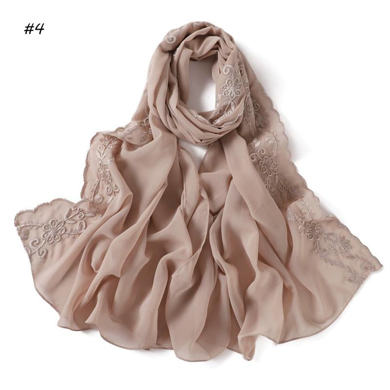 

Мода Вышивка Кружево Цветочный Пузырь Шифон Хиджаб Рамадан Однотонный Шаль Женский Солнцезащитный Головной Платок Уличный Ветрозащитный Головной Убор