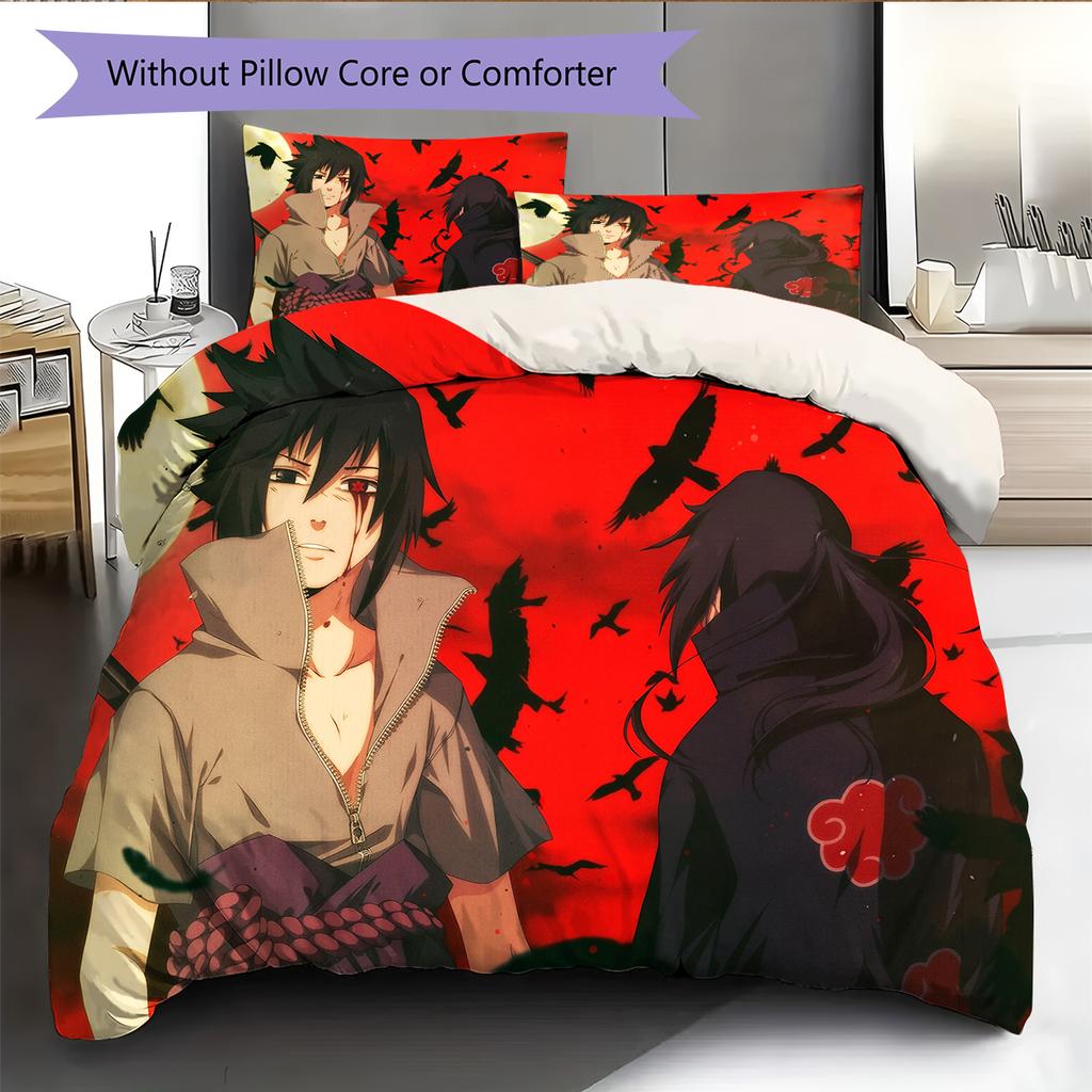 Naruto Anime Character Pattern Bedding Home Decoration Birthday Gift (1 * duvet cover + 2 * pillowcase, without core)