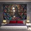 Jesus Stained Glass Artwork Vivid Colors Patterned Tapestry for Bedroom and Living Room Home Decor Sofas
