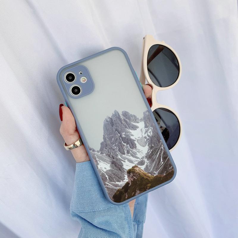 Aesthetic Snow Mountain Painting Phone Case for iPhone 7 8 Plus SE2 X XR XS MAX 15 14 12 13 mini 11 Pro Max Shockproof Cover