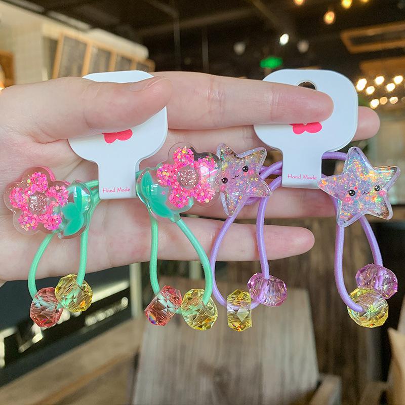 2 Stück/Set Kinder Cartoon Hase Elastische Haargummis Glitzer Blume Haargummi für Mädchen Niedliches Haarband Kinder Haaraccessoire