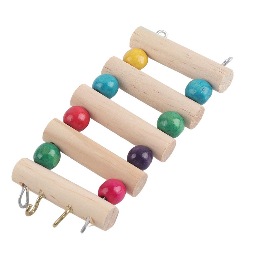 Wooden Material Pet Ladder Bridge Bendable Structure 5-Step Design Wood Climbing Swing Durable Build Gnawing Surface