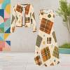 Women Plus Size Printed Two Piece Dress Set Round Neck Long Sleeve Cropped Cardigan Sleeveless Dress