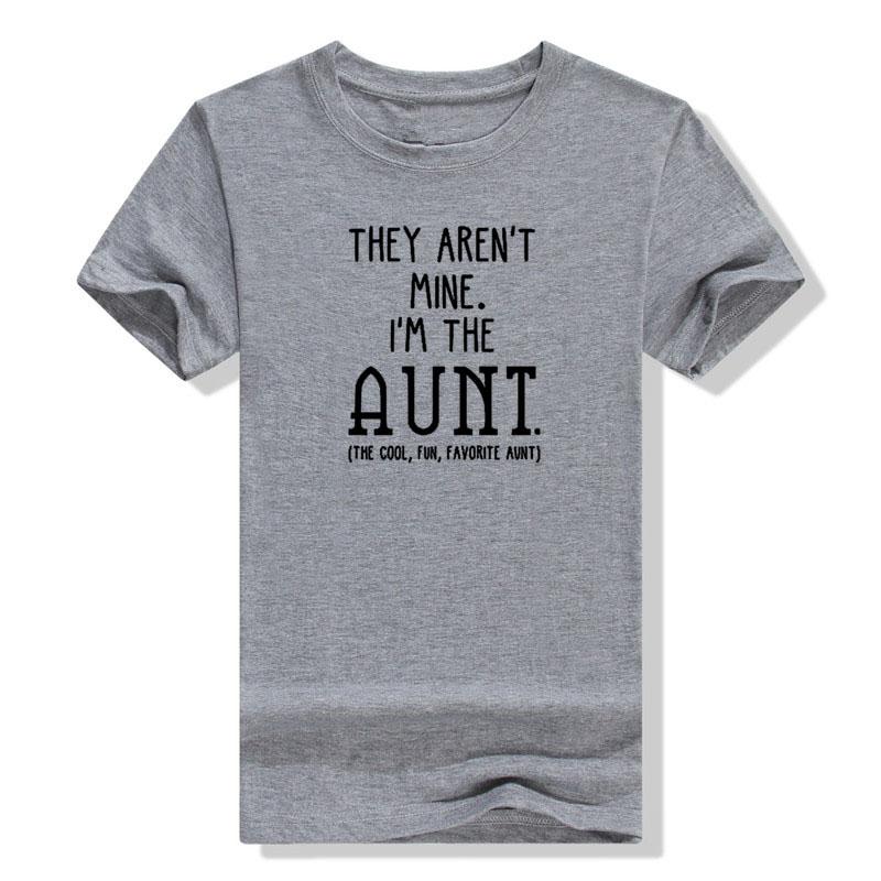 They Arent Mine Im The Aunt Shirtwomen Casual Funny Pattern Tshirtwomens Summer Short Sleeve Tops Auntie Gift Outfit