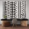 African Mud Cloth Tapestry Wall Hanging Art, Black and White Tribal Afrocentric Ethnic Bohemian Motif with Geometric Elements