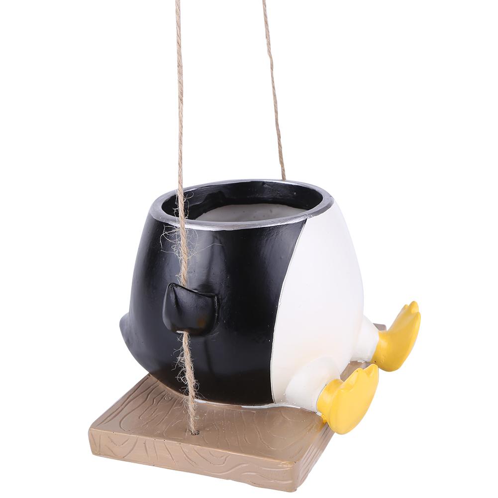 

LF# Penguin Swing Planter Горшок из смолы Penguin Hanging Planter для сада и двора (Бла