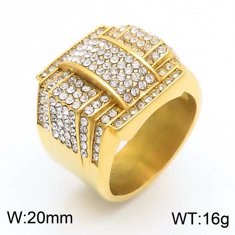 Men's Hip Hop Gold-Plated Pentagram Ring with Zircon