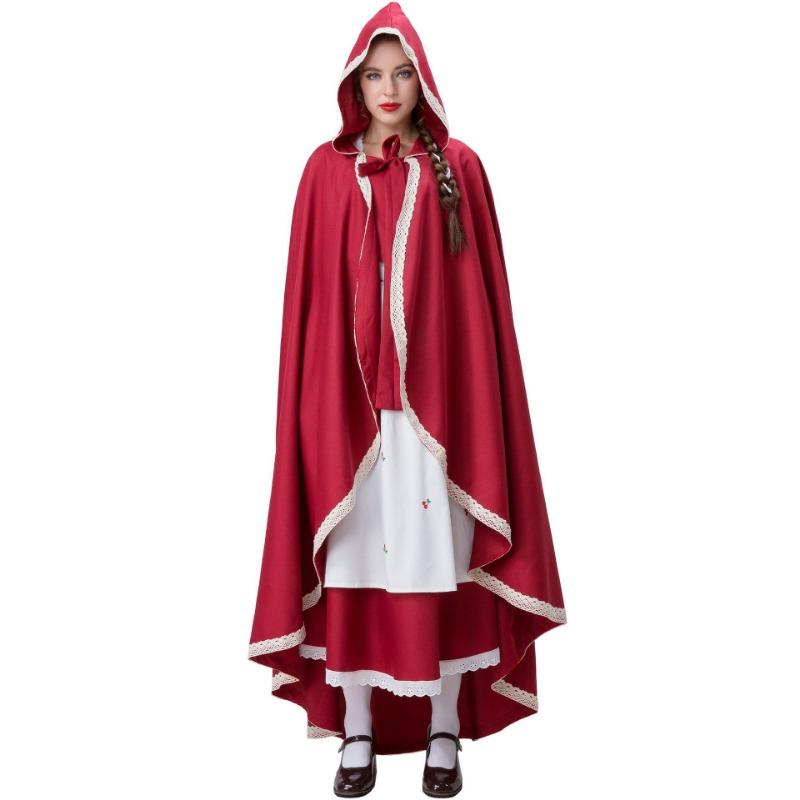Halloween Little Red Riding Hood Costume Cape Medieval Ball Party Performance Costume Adult Female