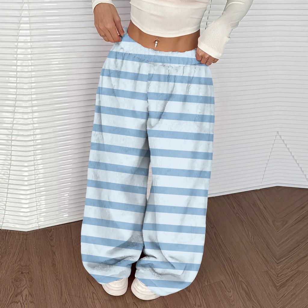 Women's Casual And Fashionable Printed Elastic Waist Loose Wide Leg Pants