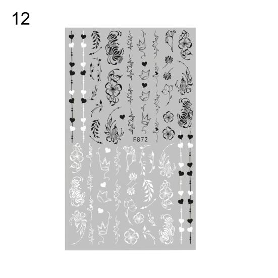 Nail Transfer Sticker Fabulous Decorative Colorful Exquisite Black White Floral Art Stickers for Female