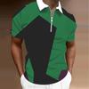Men's  Shirt Polo Casual Zip Short Sleeve Fashion Casual Zipper Summer Spring Regular Fit 3D  Print Shirt