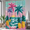 1pc Tropical Landscape Shower Curtain Beach Scenery Banana Tree Pineapple Brilliant Colors Bathroom Decoration Polyester Fabric