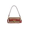 Studio 20 Classic Monogram Push Button Closure Leather Underarm Small Square Handbag Shoulder Crossbody Bag Women Handbag Brown Red CE764-B4NQ4