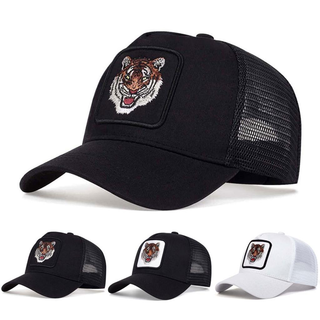 1Piece Unisex Animal Tiger Embroidered Stitching Baseball Net Hat Outdoor Adjustable Sunscreen Leisure Hat Spring Autumn Travel Vacation