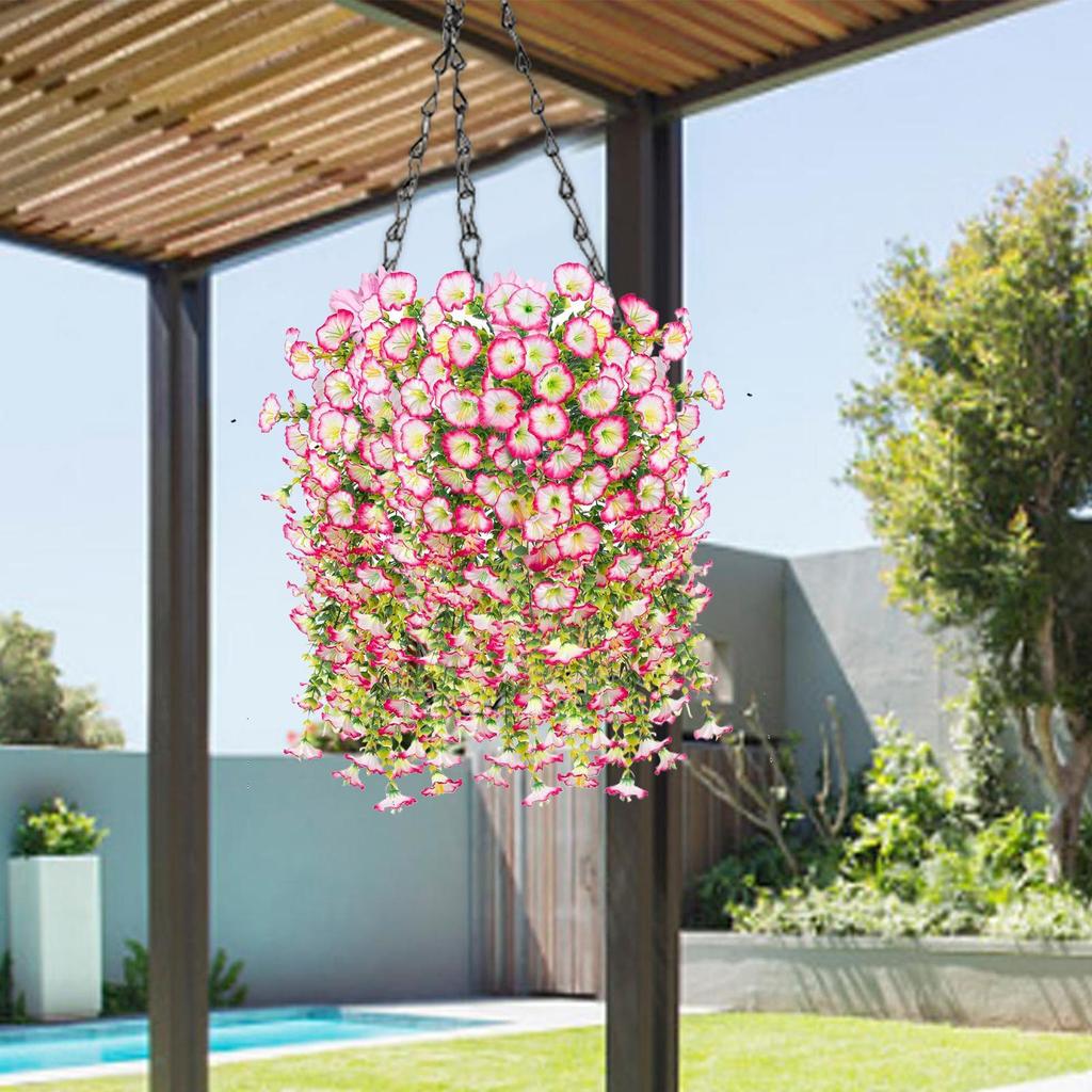 Artificial Hanging Flowers Large Morning Glory Flower UV Resistant Outdoor Hanging Plants Balcony Yard Garden Decor Wedding