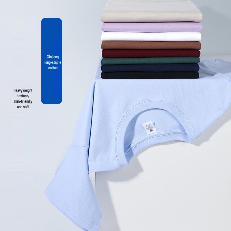 Camiseta Unisex de Algodón Puro Pesado 200g, Hombro Caído, Doce Colores, Corte Holgado de Manga Corta