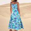 Women's Fashion Casual Floral Print Sleeveless Pocket Long Beach Dress