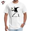 Swag Banksy Flower Thrower T Shirts 100 Cotton Fabric Men Tshirt Mens Tshirts Novelty Street Art Designer Rebel Tees Oversize