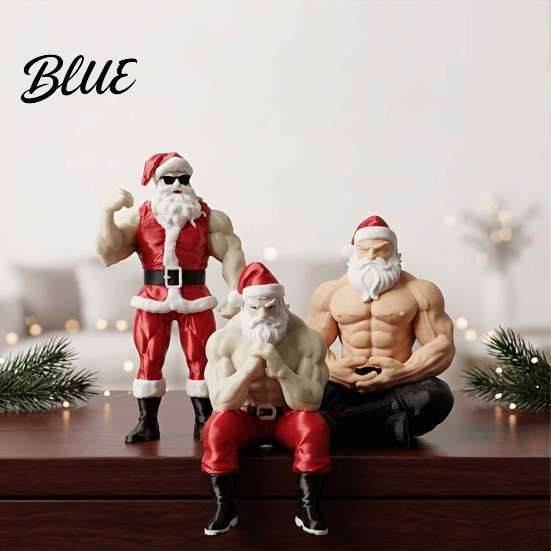 Creative Santa Statues Strong Muscles Claus Ornament Muscle Lines And Beard Decor 3D Printed Funny Novelty Christmas Table Decor Decoration Durable