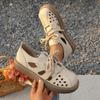 Hohle Dameneinzelsschuhe Sommer Neu Retro Niedriger Absatz Schnürung Plateau-Schuhe Muffin-Sohle Lochschuhe