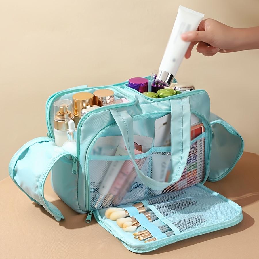 Large Capacity Quilted Makeup Bag - Portable Multifunctional Organizer with Layered Design, Durable Polyester, Business