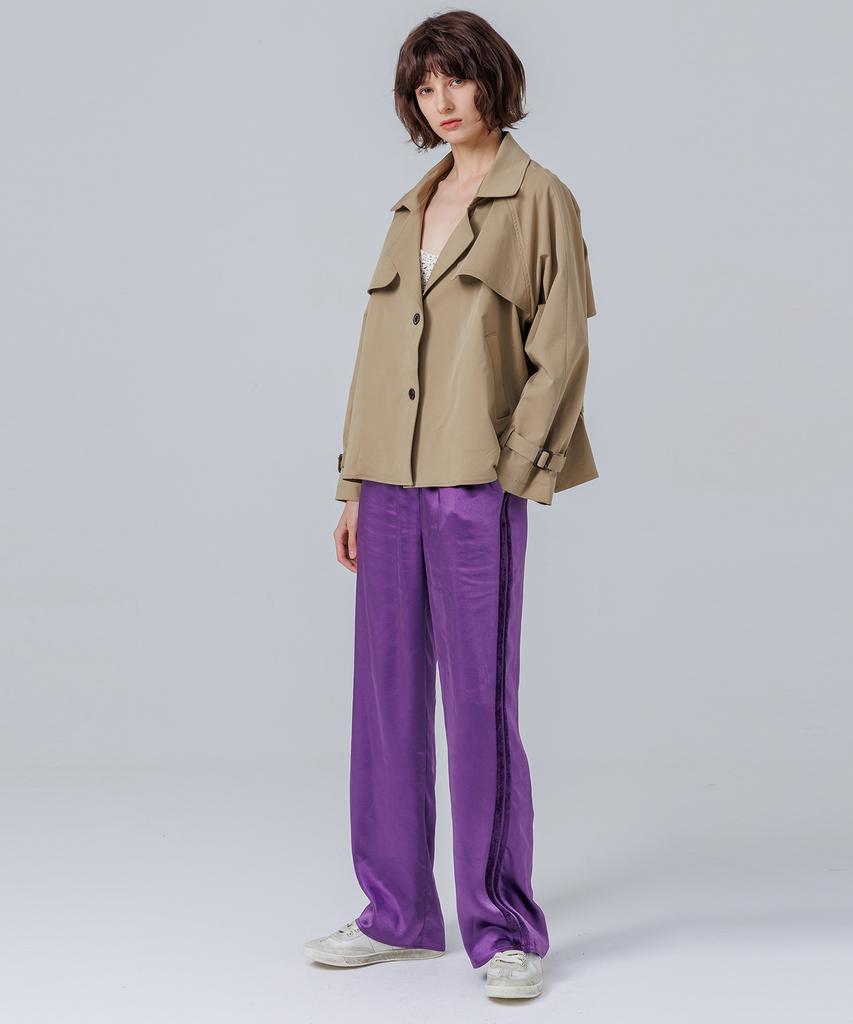 PAGE Satin Elastic Waist Pants _Purple