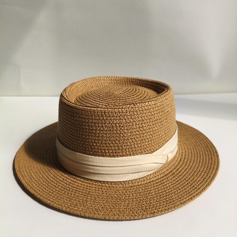 High-quality women's hats cross-border custom French top hats, straw hats, high-end seaside vacation photos
