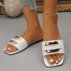 Shoes Female Plus Size Women's Slippers Hot Sale Casual Slippers Women Metal Decoration Square Toe Flat with Women's Sandal